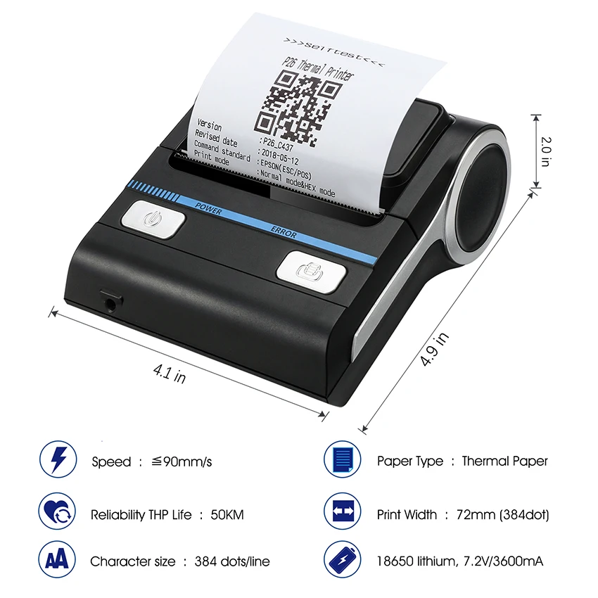 80 мм Термопринтер портативный Bluetooth Android POS компьютер чековый принтер для печати