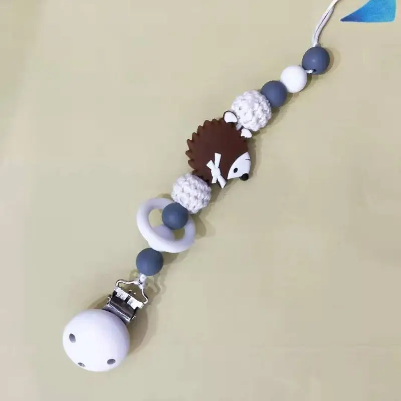 DIY детские соски зажим прекрасный в виде Ёжика Новорожденные силиконовые соски цепи безопасности прорезывания зубов игрушки аксессуары