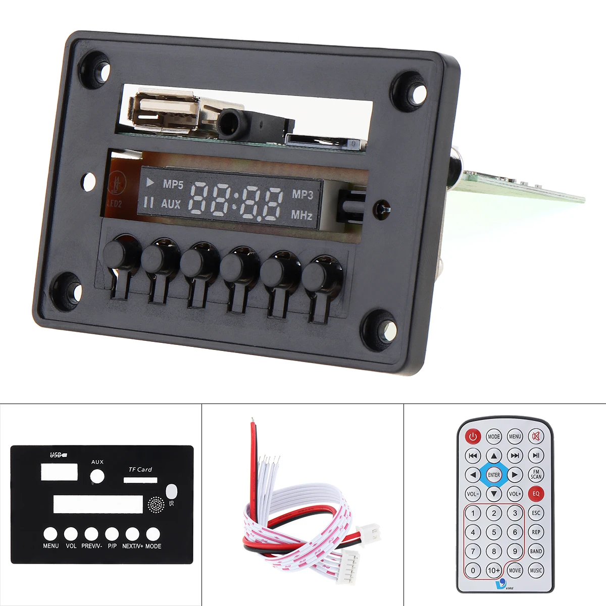 Decodificador e Reprodutor de Vídeo sem Perdas com Suporte para Pcb Compatível com Mp3 Rádio tf Aux fm - Mp4 Mp5 Usb V1.0 12v Dts - Image 3