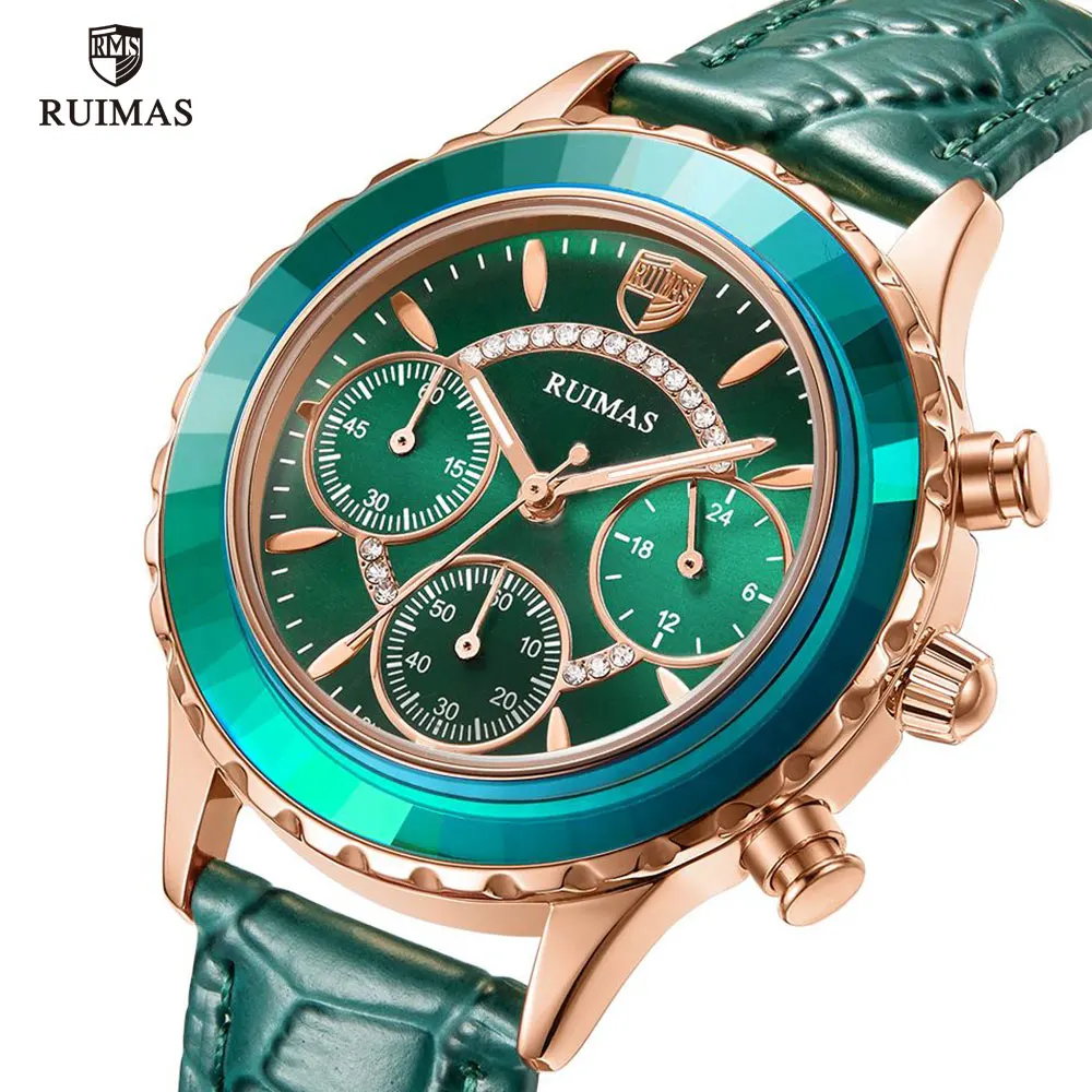 Watches Women MEGIR Top-Brand Green Luxury Relogio Lady Quartz Chronograph Strap Feminino