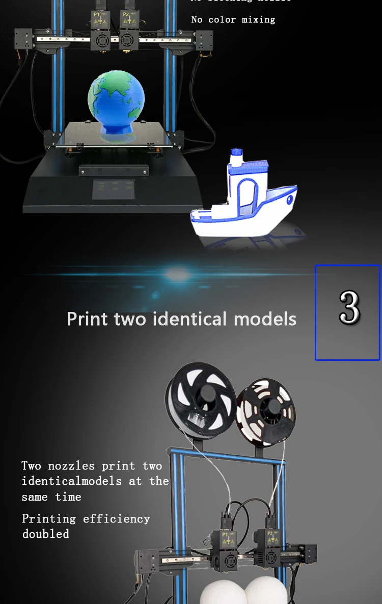 TL-D3 Pro Impresora 3D 300*300*350 мм 3d принтер два цвета с двумя насадками линейная рельсовая зеркальная 3D печать 4,3 дюймов сенсорный экран