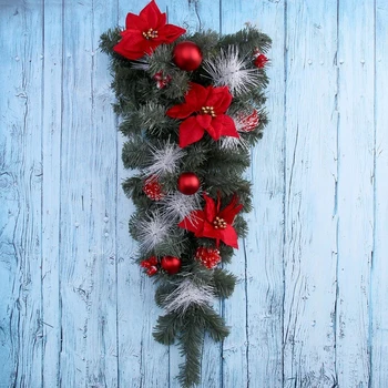 

Christmas tree decor wall 57 cm with gray poincetia