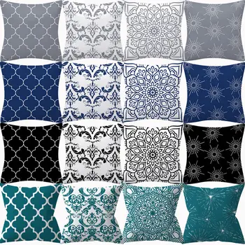 

Geometric Cushion Cover Gray Yellow Blue Black Mandala Nordic Decorative Sofa Cushions Pillowcases 45x45 Polyester Pillowcases