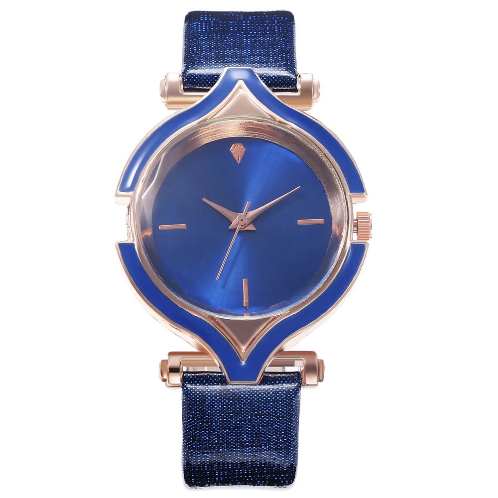 Роскошные брендовые кожаные платья модные кварцевые часы женские часы браслет повседневные часы женские подарок Relogio Reloj Mujer - Цвет: kh132-blue