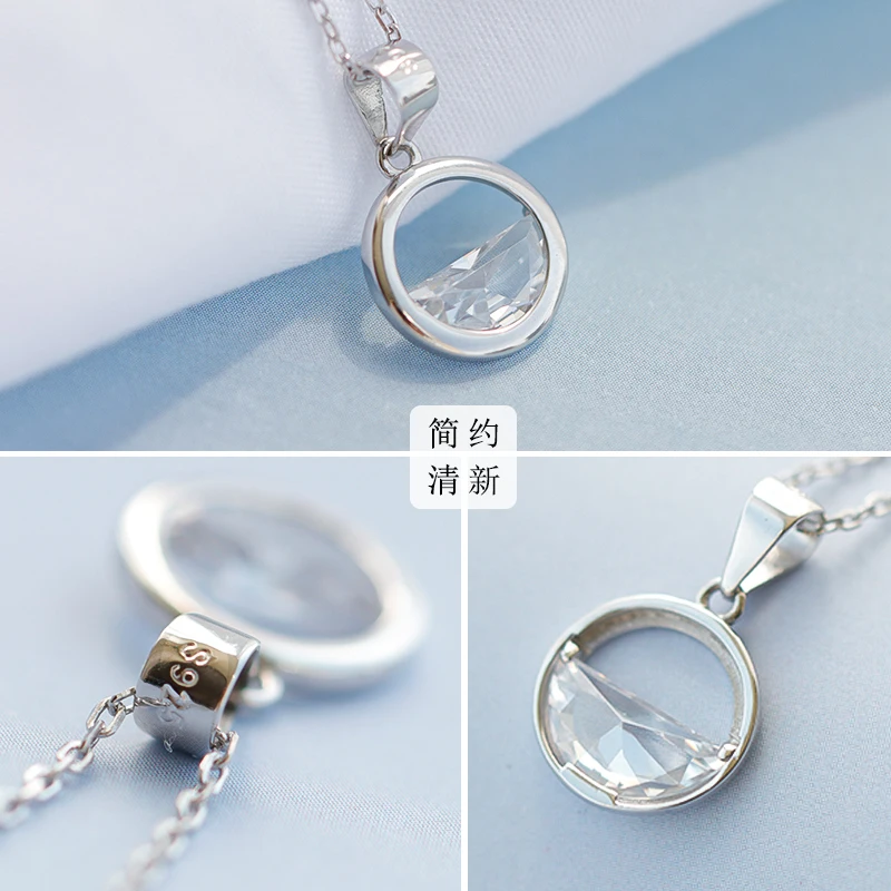 925 Sterling Silver Cubic Zirconia Round Circle Water Choker Necklaces For Women Wedding Statement Jewelry