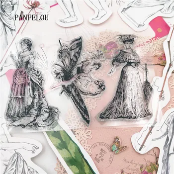 

PANFELOU 11*16cm witch angel Transparent Silicone Rubber Clear Stamps cartoon Scrapbooking/DIY Christmas wedding album