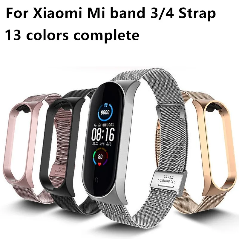 Металлический ремешок из нержавеющей стали для Mi Band 4 3 5 браслет без винтов Xiaomi