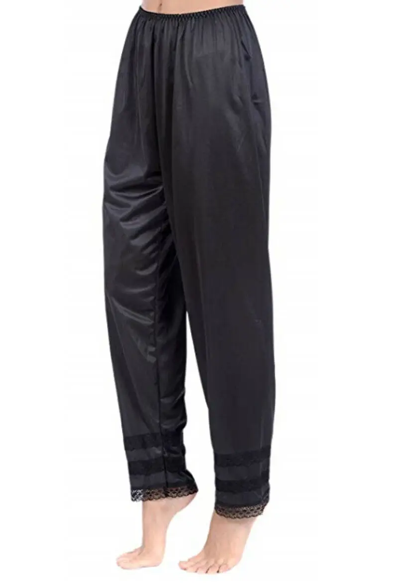 3 цвета женские мягкие Слип лайнер пижамы ночное белье брюки для отдыха Плюс Размер M-2XL - Цвет: Черный