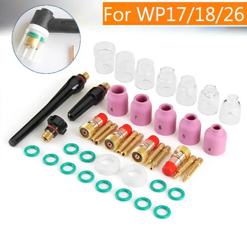 

Cup TIG welding For WP-17/18/26 41pcs Collet Electrode Clamps Torch Consumables Tools Pyrex