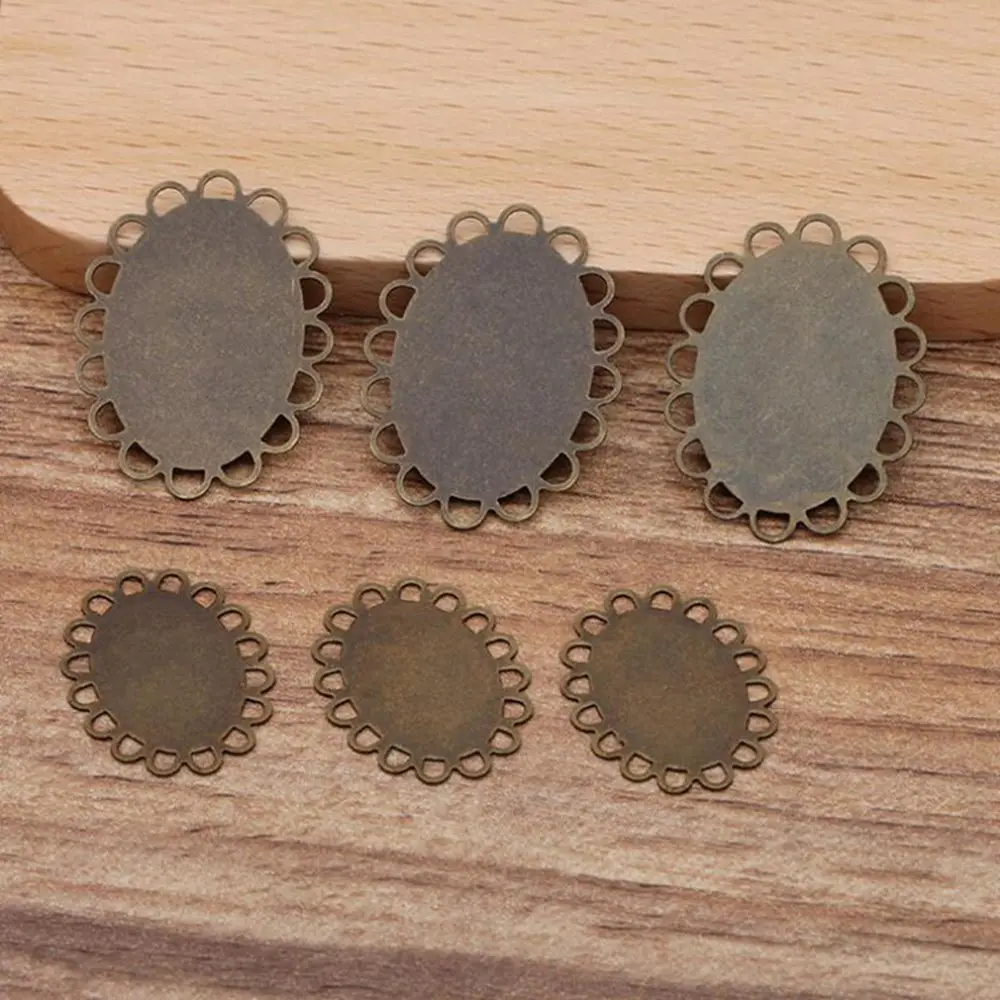 

200pcs antique bronze flat pad lace 13x18mm 18x25mm tray bezel blank pendant base cabochon settings