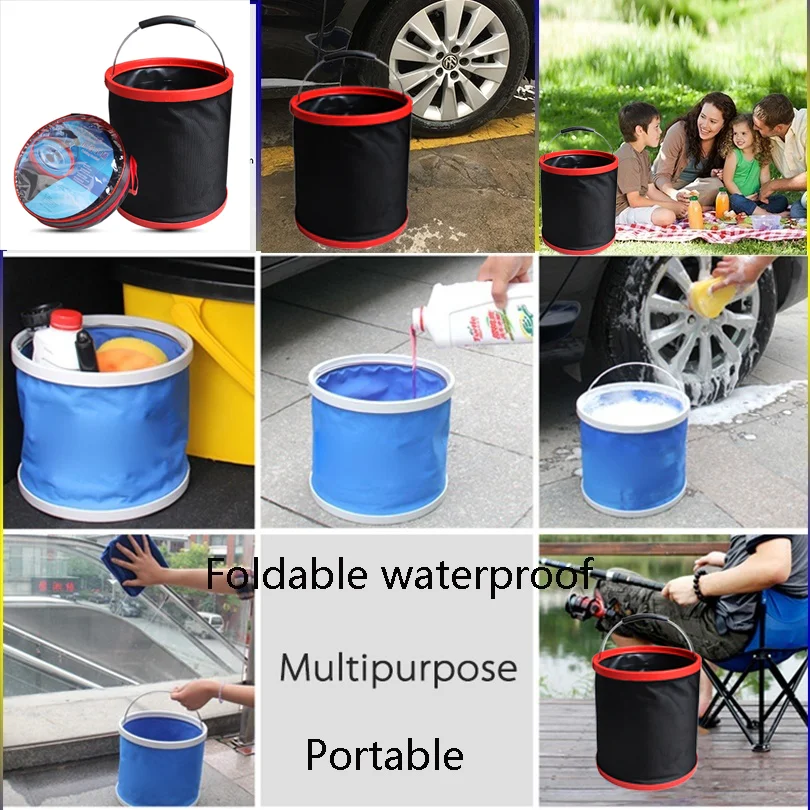 Folding Bucket Water Bucket Car Wash Bucket 11L 12L Portable Folding Bucket Outdoor Camping Car Storage Container Cleaning Tools