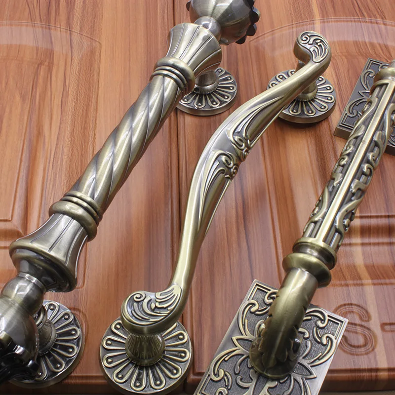 

Glass Door Wooden Doors Large Handle European Style Retro Vintage Classical Zinc Alloy Large Handles Thick X-long