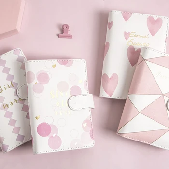

Creative Korean Magnetic Buckle Notebooks and Journals Kawaii Dot Grid Paper Bullet A6 Journal Notebook Pink Simple Monthly Plan