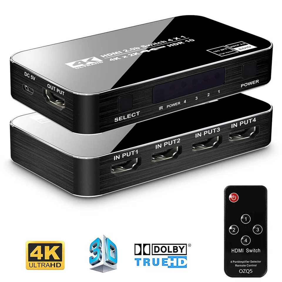 2022 Лучший 4K HDMI переключатель 2 0 портов Sup RGB 4:4:4 HDR 60 Гц с дистанционным управлением