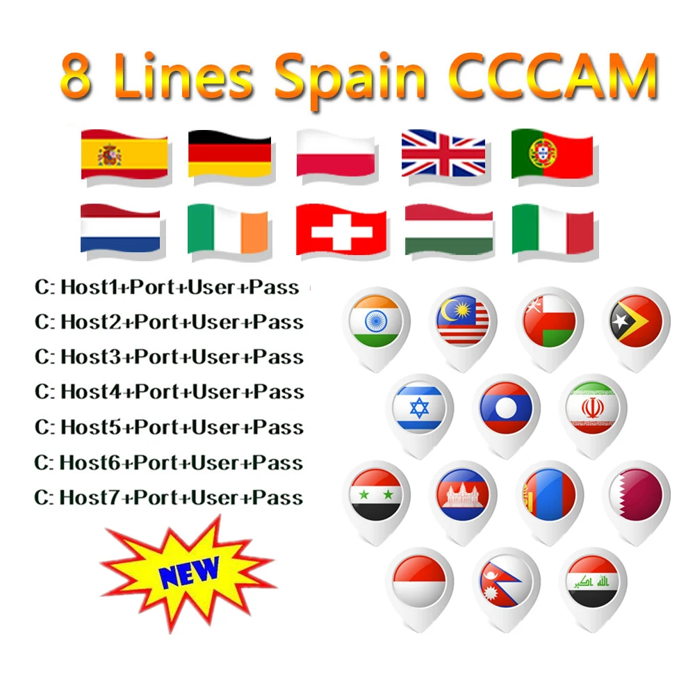 

Newest 2019 most stable cccams for Europe spain Satellite tv Receiver 6/7lines WIFI FULL HD DVB-S2 Support Ccams