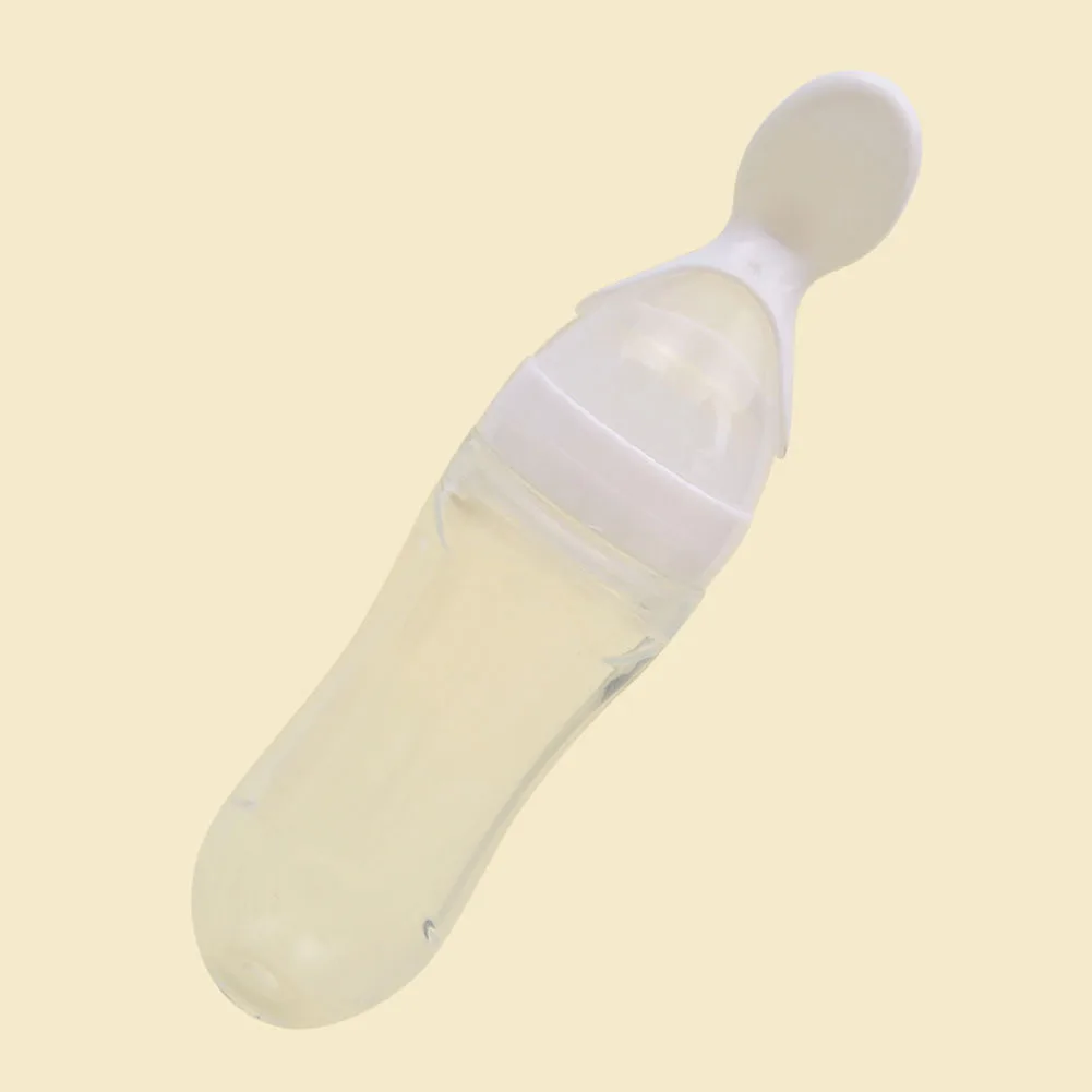 90 мл прекрасные безопасные для младенцев силиконовые кормления с ложкой кормушка рисовая бутылочка для каши для малышей лучший подарок