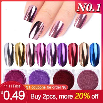 

0.5g Nail Mirror Glitter Powder Metallic Color Nail Art UV Gel Polishing Chrome Flakes Pigment Dust Decorations Manicure TRC/ASX