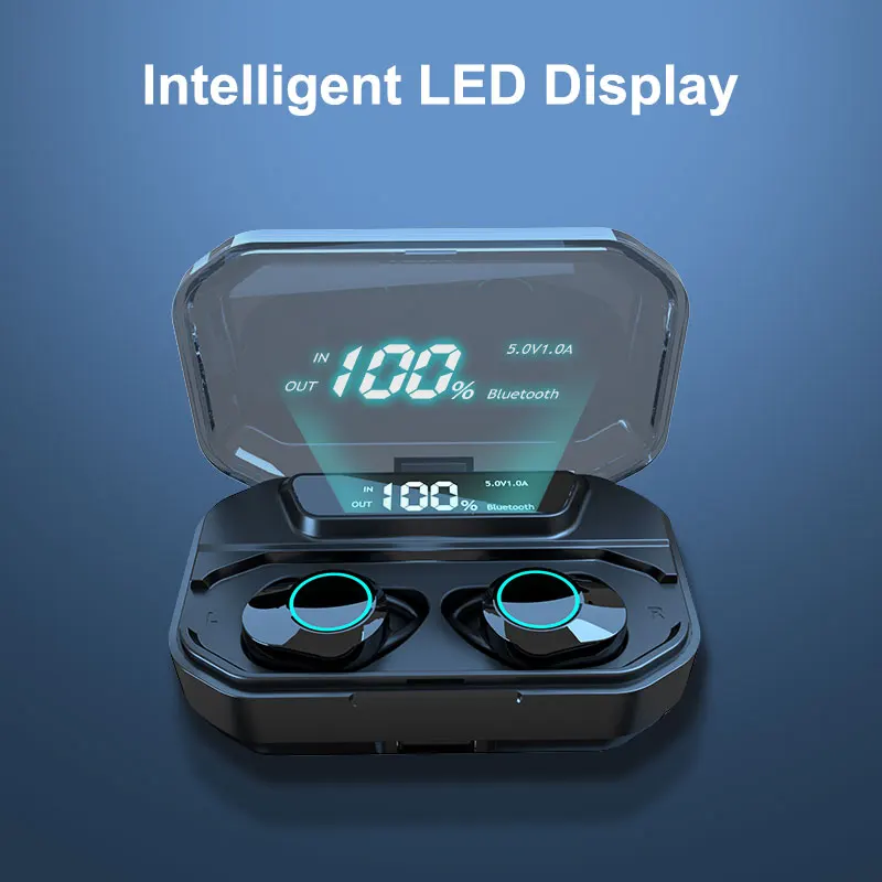 TWS Bluetooth 5 0 Wireless Headphones Earbuds 3000mAh LED Display Charging Box 9D Sport Waterproof headset With Micphone