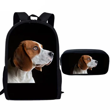 

NOISYDESIGNS Kids Baby's Bags Beagle Dog School Bag Set for Boys Children Book Bag with Pencil Case Set Primary Schoolbag