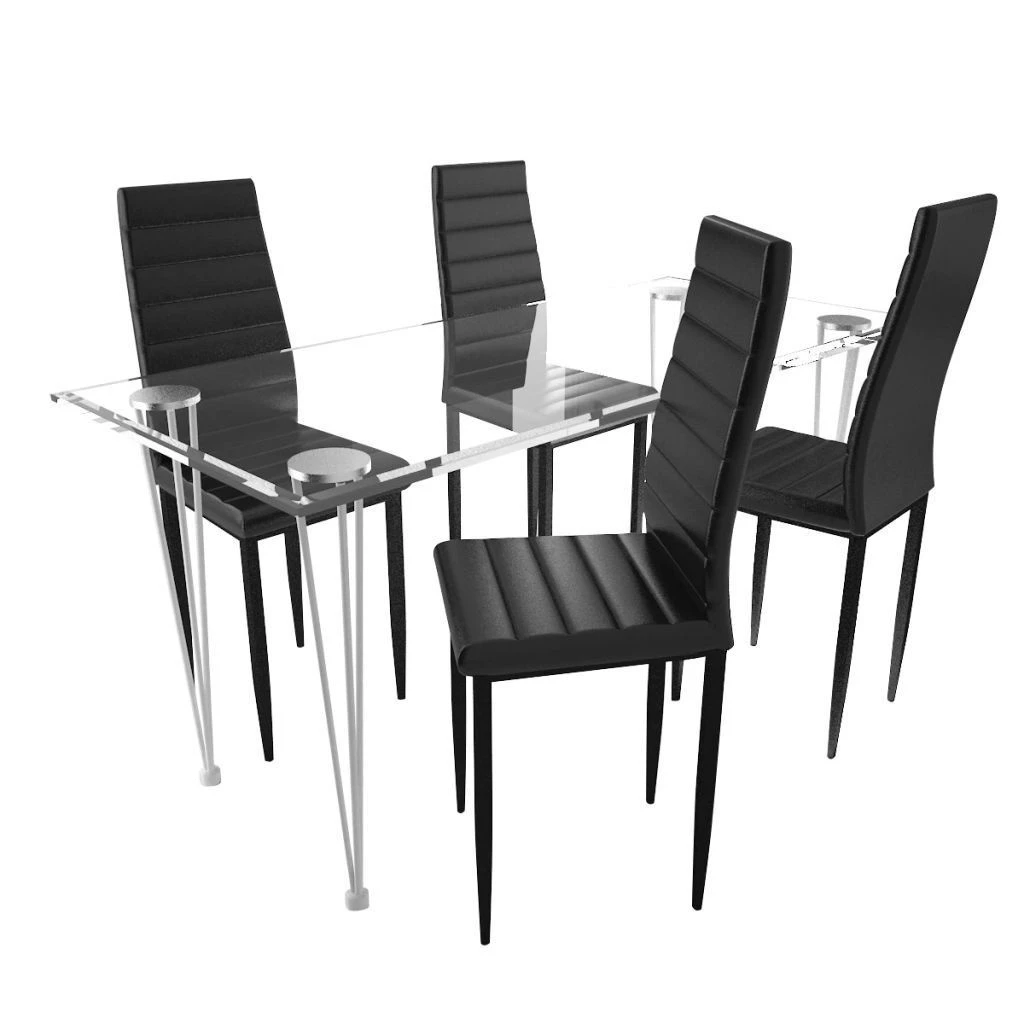 PapoeaNieuwGuinea Kruipen mezelf Set Van 4 Zwarte Stoelen Met Fijne Lijnen Met Een Glazen Tafel| | -  AliExpress