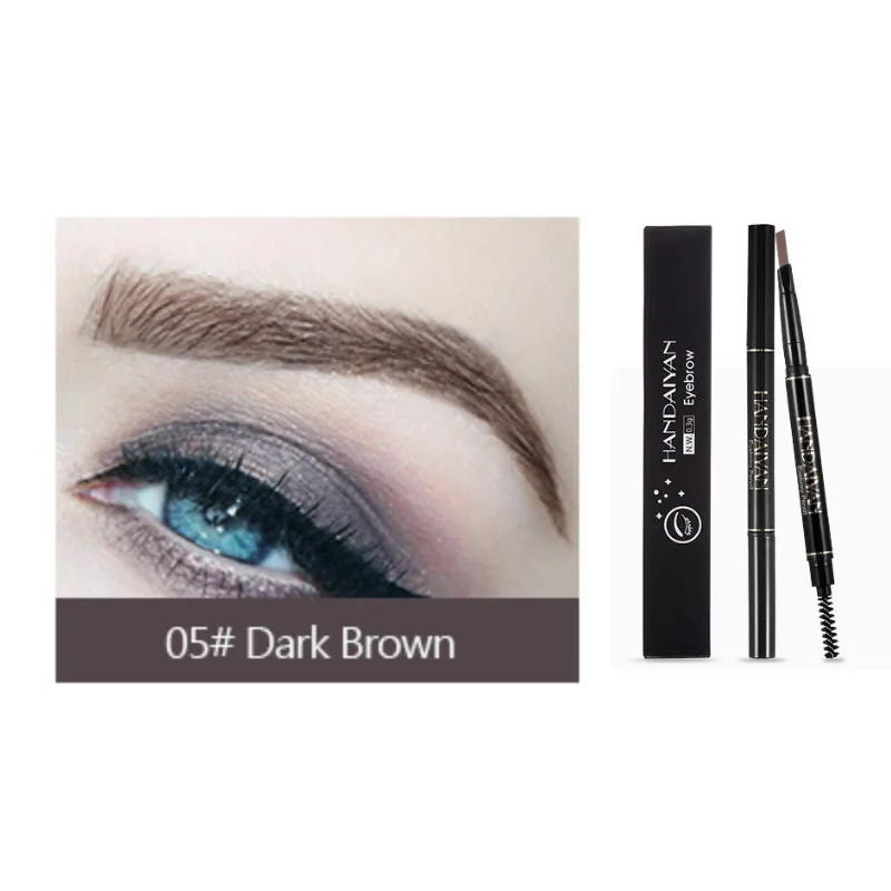 dark brown 05 Водостойкий карандаш для бровей 5-цвета, Автоматическое вращение бровей карандаш с двойной головкой не цветущий треугольник карандаш для бровей Гель для бровей - Цвет: dark brown 05