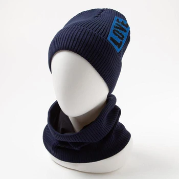 

Set (hat, snood) for children, color dark blue, size 52-54