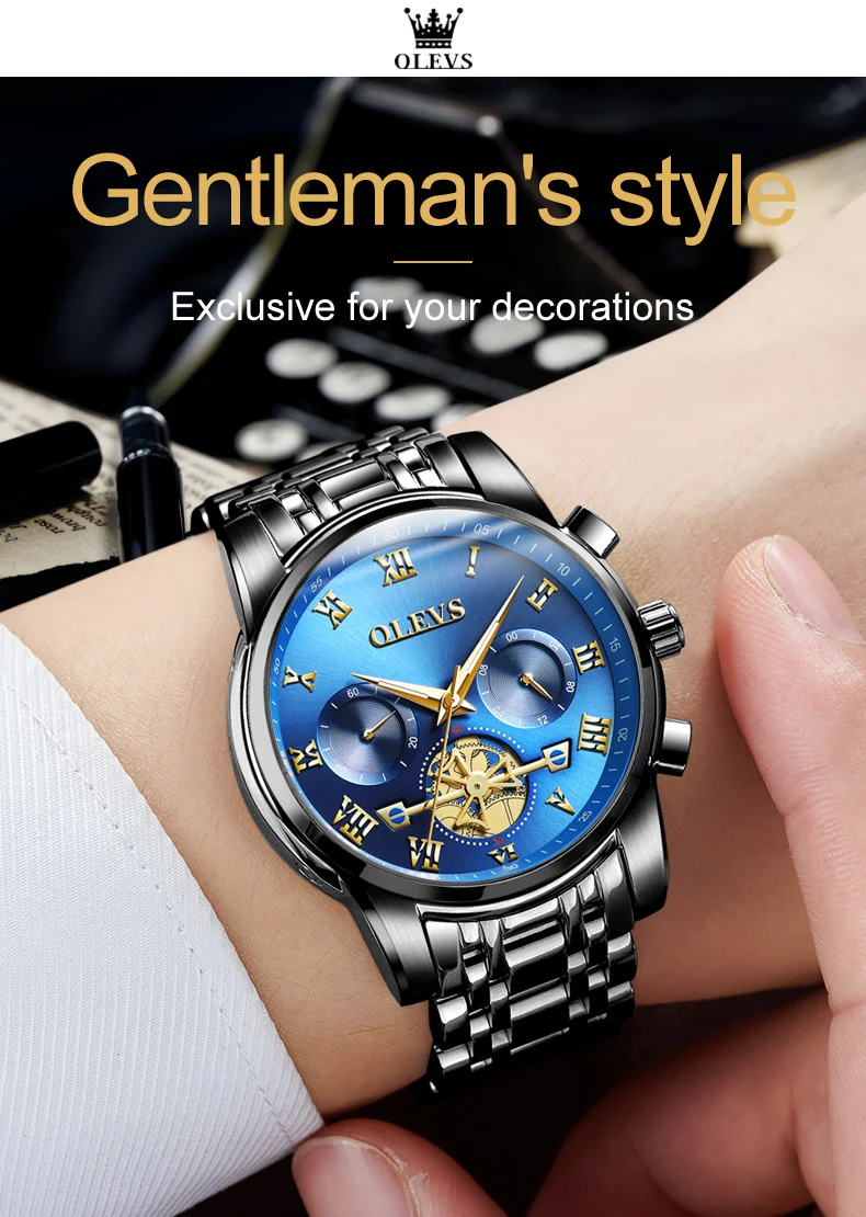 OLEVS Tourbillon Style Chronograph Men Watches 2021 Luxury Brand Sport Watch for Men Popular Hot Fashion Quartz Wristwatches
