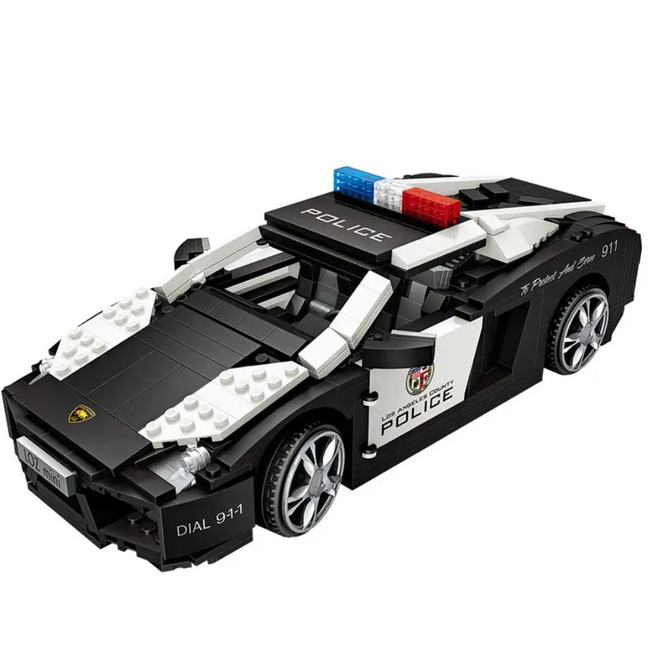 

Loz Creative 1:18 Scale City Vehicle Mini Diamond Building Block Police Lambor Super Sports Car Assemble Model Bricks Toys