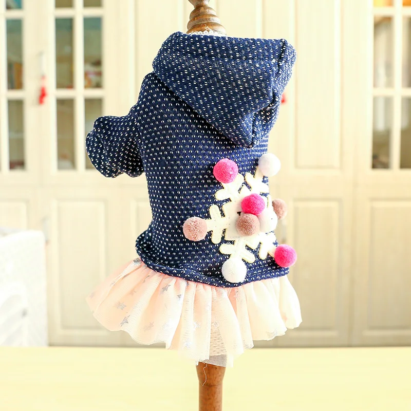 

PETCIRCLE Pet Dress Teddy Pomeranian Small Dog Clothes Autumn and Winter Dog Embroidery Snowflake Dress