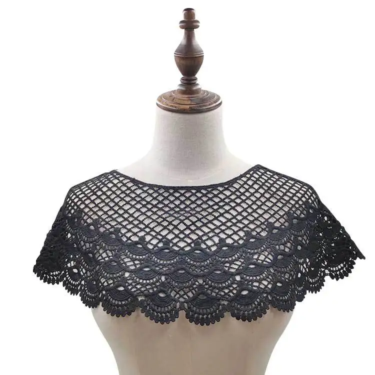 30 стилей 3D вышивка цветок кружево декольте ткань для кружево для поделок Воротник Одежда аксессуары Скрапбукинг - Цвет: Black