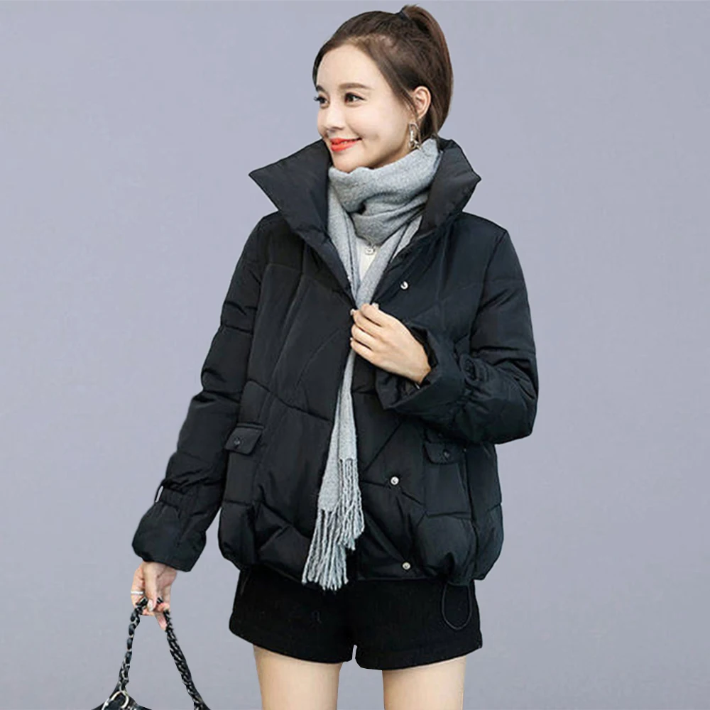 

Winter Warm Jacket Women Casual Coats New Fashion Korean Style Stand Collar Thick Cotton Parkas Female Outerwear Coats P135