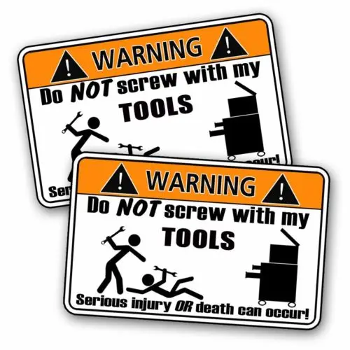 Dodgy Joiner Funny Toolbox Workshop Warning Stickers Garage Stickers 