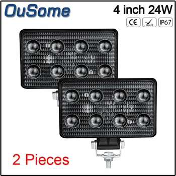 

2PCS 12V 24W Offroad Car 4WD Truck Tractor Boat Trailer 4x4 SUV ATV Spot LED Light Bar Work Light Car Accessories