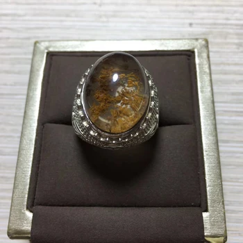 

1Pc Natural color Phantom quartz crystal Adjustable ring 925 Silver Domed man gift AAAAA Gem ring crystal healing stone