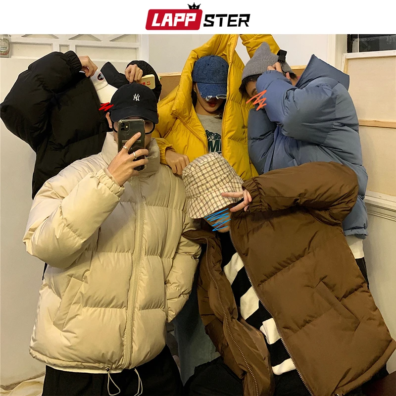 LAPPSTER Men Harajuku Colorful Bubble Coat Winter Jacket 2021 Mens Streetwear Hip Hop Parka Korean Black Clothes Puffer Jackets