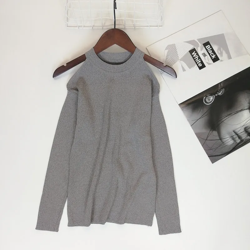 Women's sweater pullovers autumn winter 2019 slim off the shoulders women's tops sexy solid color winter sweaters women 2019
