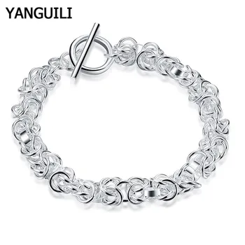 

Hot Sale 925 Silver Jewelry Bracelet Men Fashion Link Chain Bracelet OT Buckle Women Jewelry Accessories