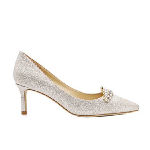 Beige 6cm Стразы со стразами на каблуке-шпильке женские блестящие туфли на высоких каблуках, острый носок 3 дюймов с украшением в виде кристаллов женские туфли-лодочки серебристого цвета со стразами свадебные туфли Размер 4 34 - Цвет: Beige 6cm