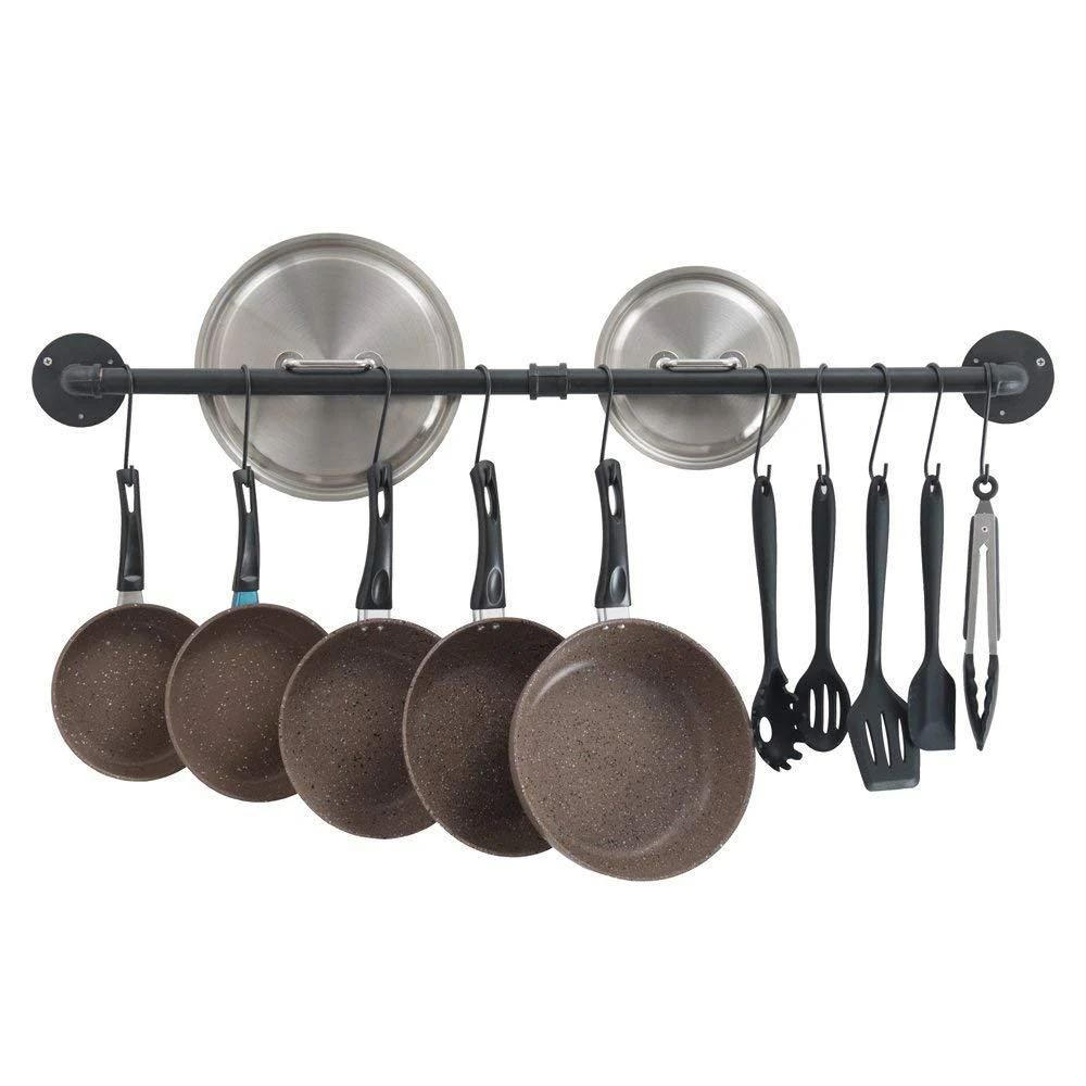 

Iron Rack Kitchen Lid Utensil Holder Soup Spoon Shovel Hanging Wall Mounted Pots Pans Hanging Organizer Pot Coffee Mug Rack