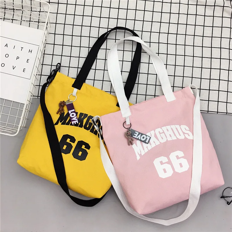 

Women's New Style Korean-style Students Simple Versatile Harajuku Ulzzang College Style One Shoulder Canvas Bag