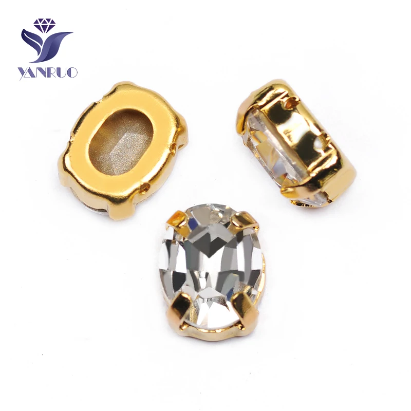 Crystal YANRUO 4128 овальные пришитые камни и Кристалл страз DIY заостренные сзади стеклянные стразы ручной работы для изготовления ювелирных изделий - Цвет: Crystal
