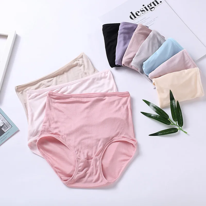 

Plus size 100% Solid Silk Women's Triangle Panties Silk Seamless High Waist Comfortable Simple Breathable Panties LVFAN K030