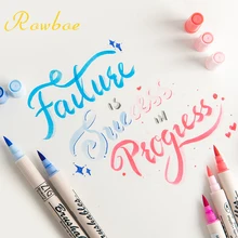 ROWBOE милые канцелярские принадлежности с двойной головкой двухцветная мягкая ручка Студенческая Водонепроницаемая комическая граффити художественная Акварельная Ручка kawaii поставки