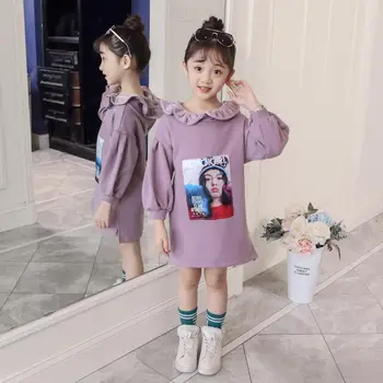 

Children's clothing lace hat autumn and winter big children plus velvet thick split bottoming shirt baby girls clothes