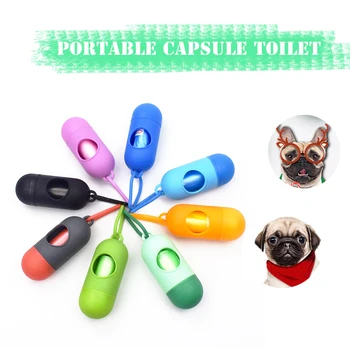 

Pet garbage bag set practical garbage cleaning dispenser capsule-shaped cat and dog pet bucket garbage bag portable garbage bag