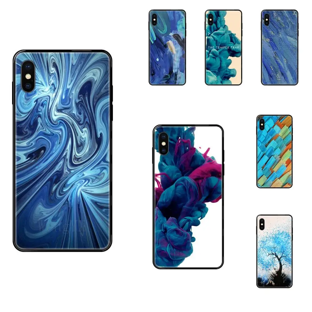Мягкий черный чехол из ТПУ с рисунком граффити синяя краска принт для Galaxy S5 S6 S7 S8 S9