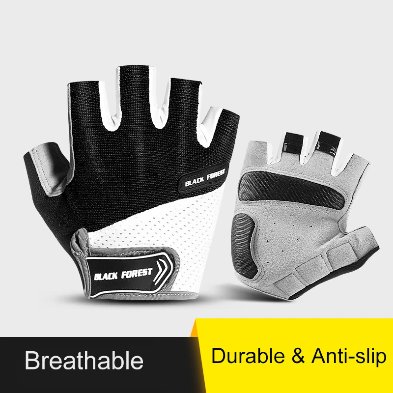 

1 Pair Half Finger Cycling Gloves Breathable Anti Slip Bicycle Glove Black Shockproof Silicone Bike Sports Motorcycle Gloves