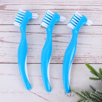 

6pcs Denture Toothbrush Double-sided Brush Denture Care Toothbrush Denture Care Brush False Teeth Cleaning Brush For Home Use