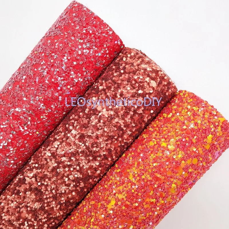 

Mini Roll 30x134CM Glitter Fabirc, Chunky Glitter Leather, Glitter Leather Roll For Making Bows LEOsyntheticoDIY SK104