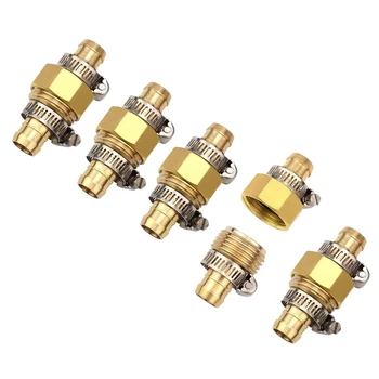

Gardening 5 Pair Brass 5/8 Inch Garden Hose Mender Repair Male Female Connector with Clamps